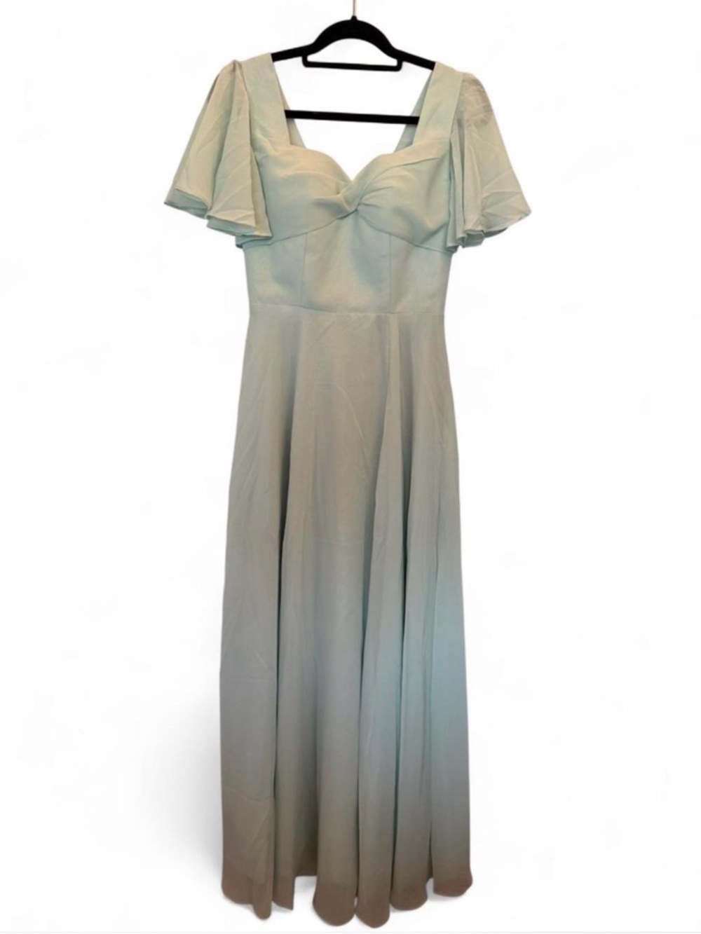 Light Sage Green Flutter Sleeve Dress